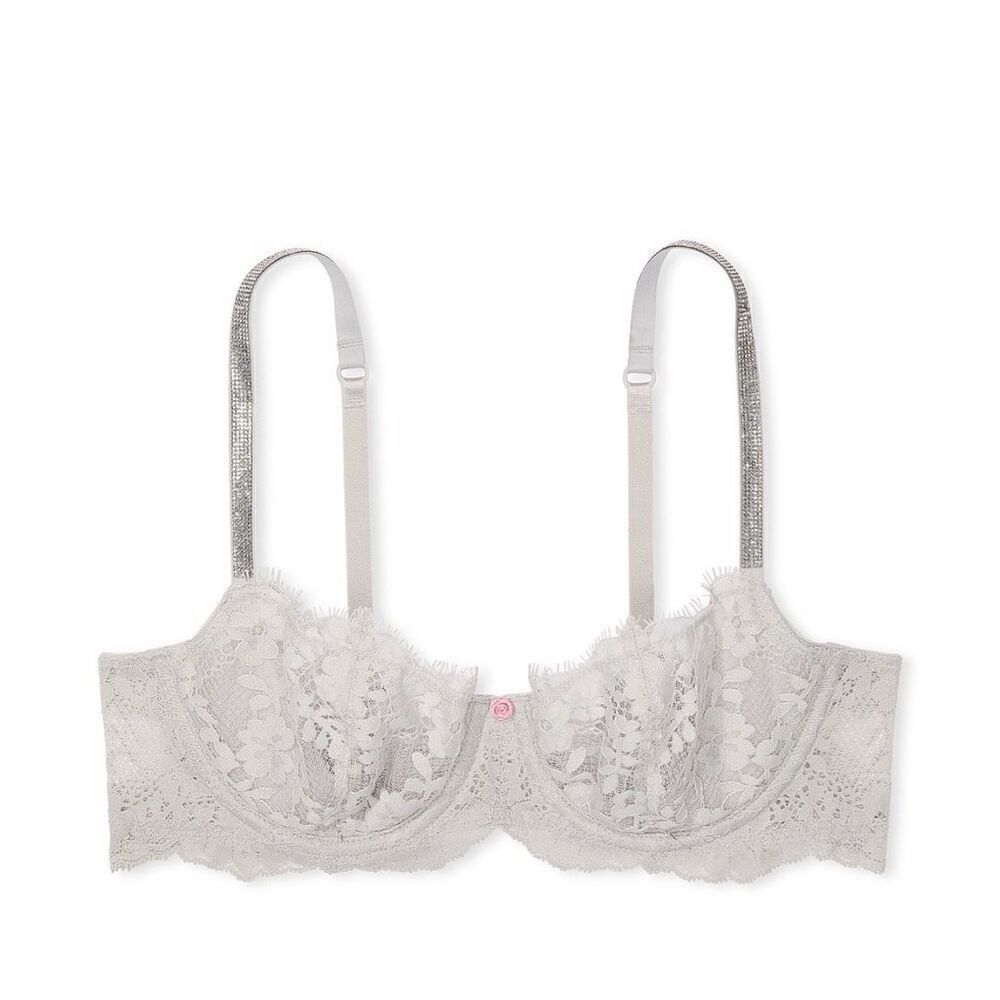 Nwt 44d victorias secret VS shine twinkle silver lace balconette bra - Picture 3 of 6